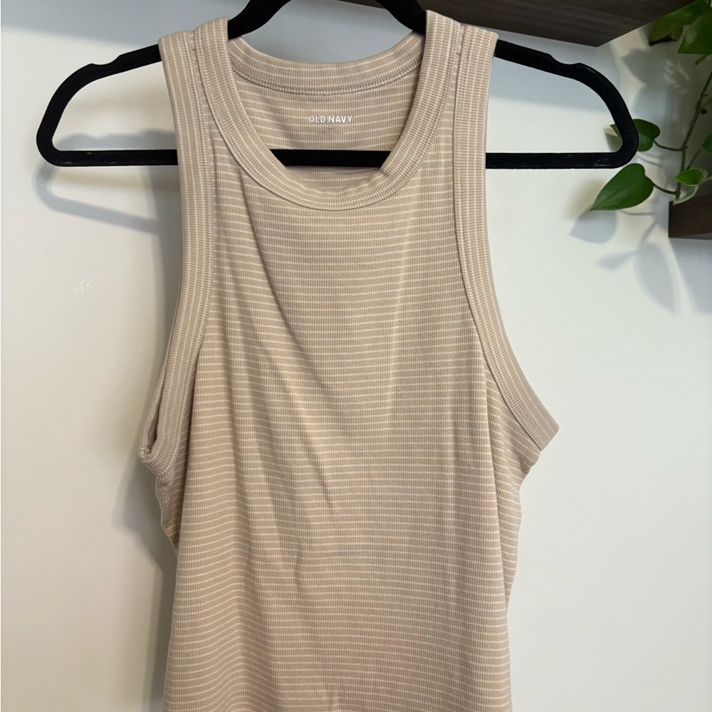 Old Navy Cream Ribbed Sleeveless Tank Top